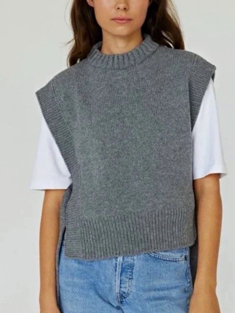 Knotty one’s kalvos large Gray Sleeveless Knit Sweater Vest - Sweater